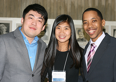 MSVU international co-op students Harry Tian (L) and Kyle Stubbs (R) with Ashley-Jane Chow, International Student Advisor