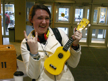 Sophie Shillue rocks out with a ukulele