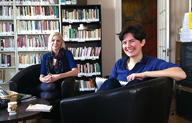 Two women in the living room at Dalhousie's South House