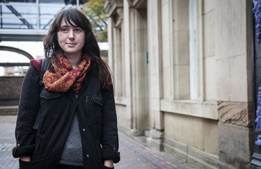Fourth-year NSCAD student Nicole Giacomantonio lives at home to save money. She went to Thursday's meeting to learn and prepare for when she graduates and moves out on her own.
