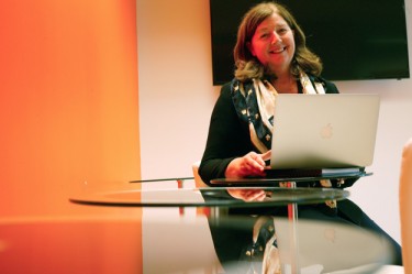 Making good use of the space's modern design: Mary Kilfoil, academic lead, Starting Lean initiative. (Photo: James Jenkinson)