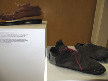Aiden Gillis wore his hand-made shoes until he had to fix them with duct tape.