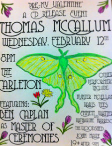 A poster advertising the release of Thomas McCallum's first album. (Photo: Amanda Leslie)
