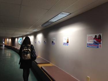 Posters cover the hallways at MSVU, and are also posted on social media. (photo: Bhreagh MacDonald)