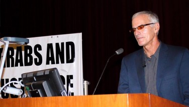 Controversial author Norman Finkelstein takes questions from the audience