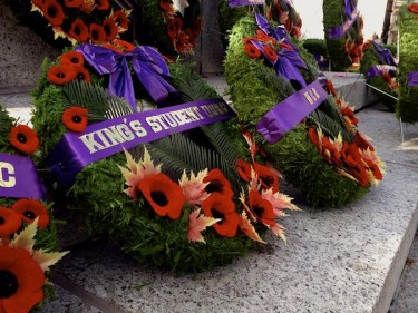 King's students laid a wreath at the foot of the cenotaph in Grand Parade. Photo: Rachel Richard