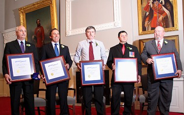 Award recipients from left to right: Keiran Tompkins, Stephen Ross, Wade Smith, Shawn Hardy, David Grandy. Photo: Deborah Oomen