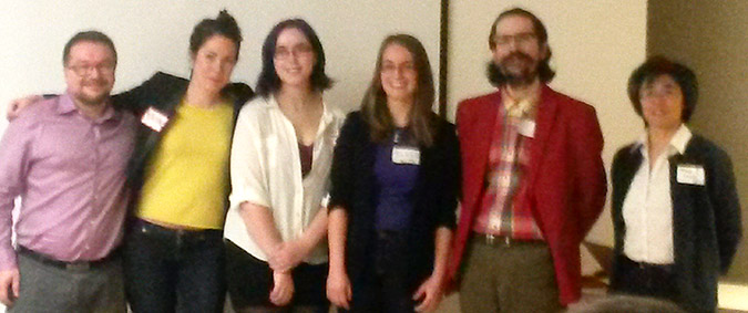 The presenters and organizers pose for a photo at We Build Tech. (Left to right: Grant Wells, Rachael Craig, Brittany Kelly, Sarah Morash, Joseph Howse and Mae L. Seto)