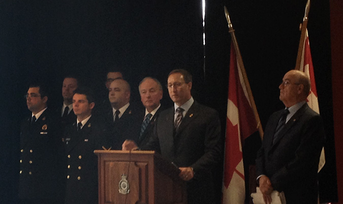 Justice Minister Peter MacKay and Defence Minister Rob Nicholson announce $200 million to be invested invested in mental health initiatives for military (Photo: Evelyn Brotherston)