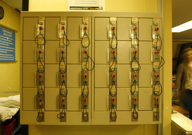 The secure lockers used for storing valuable items.