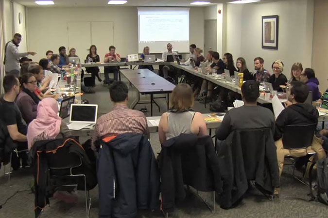 DSU council prior to the start of their meeting four and a half hour meeting Wednesday. Photo: