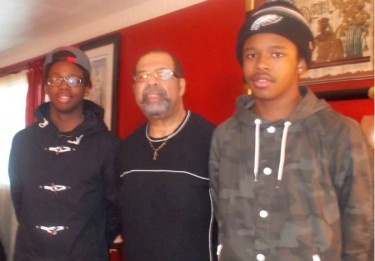 Gary Bernard with his grandsons Jarvis, left, and Jahnas, who lost their mother Ngena Bernard to a heart attack. Photo: Thoshlae Smith