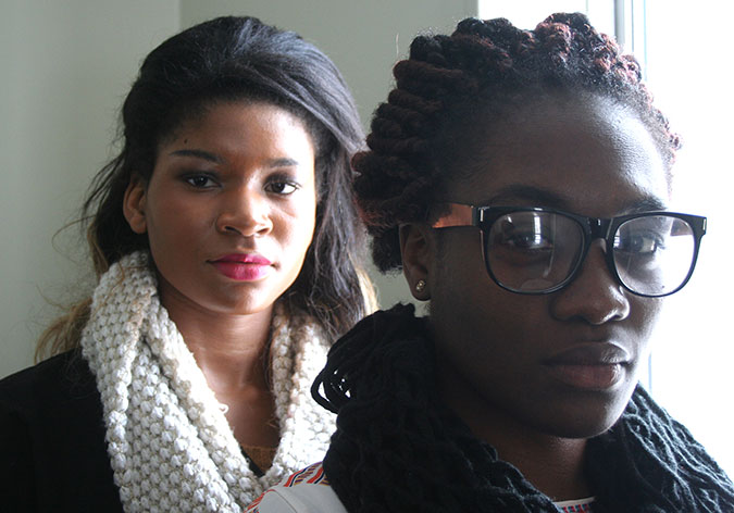 First-year Dalhousie students Chioma Ogbanufe, left, and Favour Fagbile are from Nigeria where the Islamic militant group Boko Haram has killed thousands. Photo: Andrea Gunn.