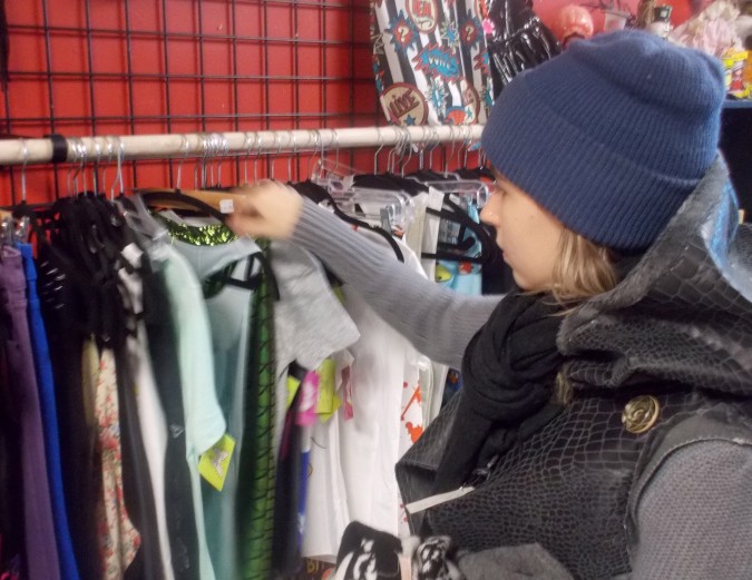 Kat Murray shops for vintage clothes at Plan. B Photo: Thoshlae Smith