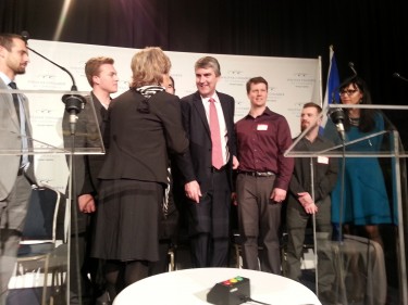 McNeil meets with some Halifax Chamber of Commerce members after a photo op at today's luncheon. Photo: Andrea Gunn