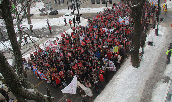 Students from Halifax campuses came out in massive numbers to rally for education funding in Nova Scotia. Photo: Andrea Gunn
