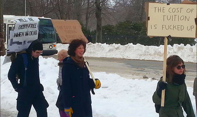 Protesters look for free tuition. Photo: Dylan McAteer