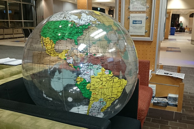 SMU globe beach ball. Photo: Takaichi Kogata